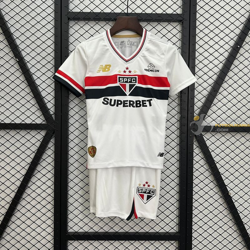 Camiseta y Pantalón Fútbol Niños Sao Paulo Primera Equipación 2025-2026