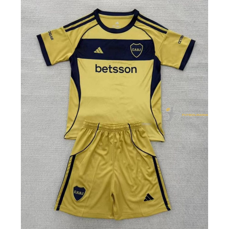 Camiseta y Pantalón Niños Fútbol Boca Juniors Segunda Equipación 2025-2026