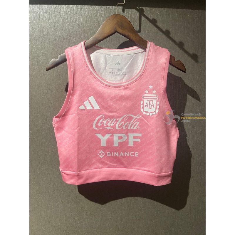 Camiseta Top Sin Mangas Fútbol Mujer Argentina Rosa 2025-2026