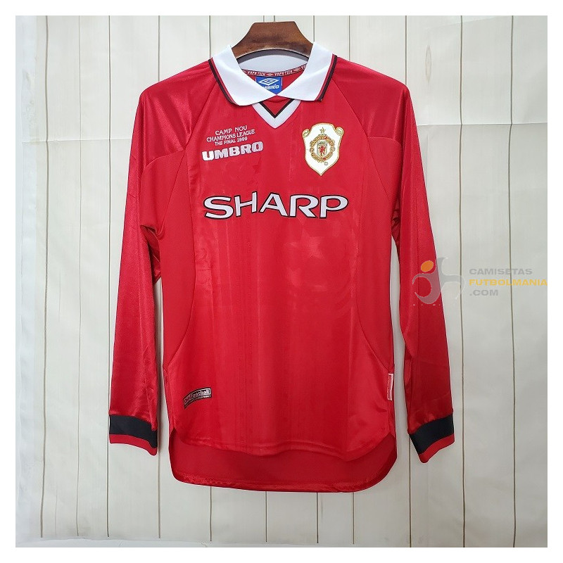 Camiseta Manchester United Retro Clásica Manga Larga 1999-2000